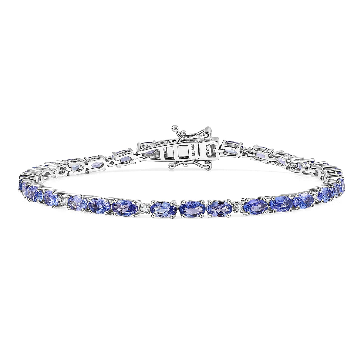 D'Joy Tanzanite and Lab Grown Diamond I1 7.30 ctw Bracelet in Rhodium Over Sterling Silver (7.25 In) image number 0