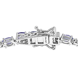 D'Joy Tanzanite and Lab Grown Diamond I1 7.30 ctw Bracelet in Rhodium Over Sterling Silver (7.25 In)