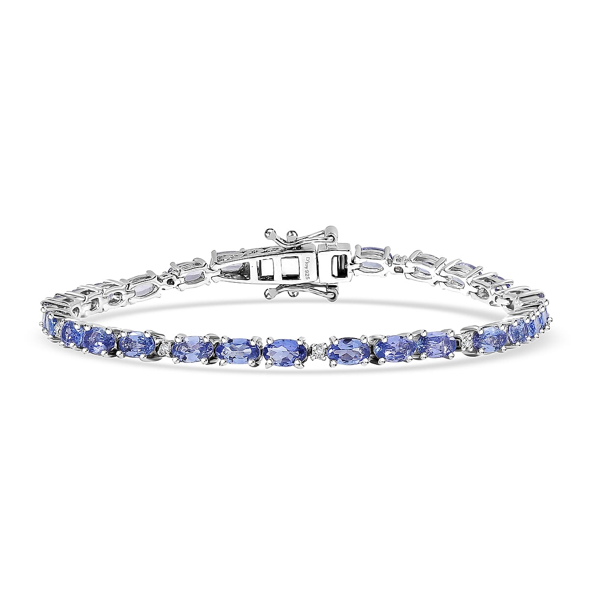 D'Joy Tanzanite and Lab Grown Diamond I1 6.60 ctw Bracelet in Rhodium Over Sterling Silver (6.50 In) image number 0