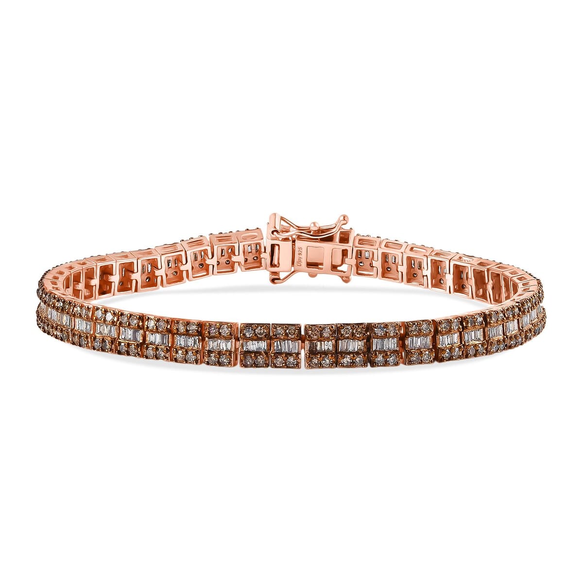 D'Joy Natural Champagne Diamond 4.00 ctw Art Deco Bracelet in 18K Vermeil Rose Gold Over Sterling Silve (7.25 In) image number 0