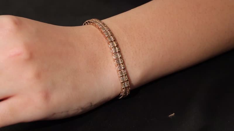 D'Joy Natural Champagne Diamond Fancy Bracelet in 18K Vermeil RG Over Sterling Silver (7.25 In) 2.65 ctw