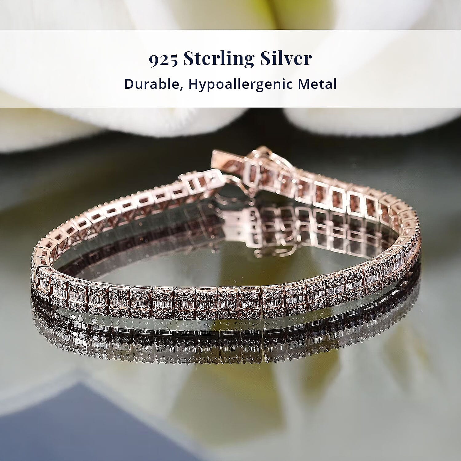 D'Joy Natural Champagne Diamond 4.00 ctw Art Deco Bracelet in 18K Vermeil Rose Gold Over Sterling Silver (7.25 In)