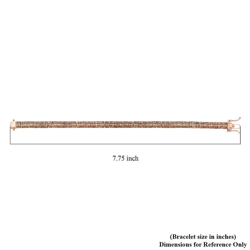D'Joy Natural Champagne Diamond 4.00 ctw Art Deco Bracelet in 18K Vermeil Rose Gold Over Sterling Silver (7.25 In)