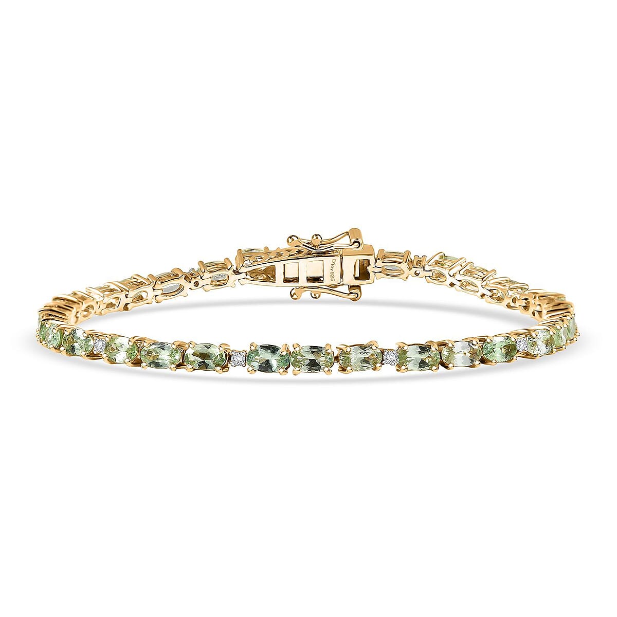 D'Joy Tsavorite Garnet and Lab Grown Diamond I1 7.00 ctw Bracelet in 18K Vermeil Yellow Gold Over Sterling Silver (7.25 In) image number 0