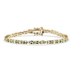 D'Joy Tsavorite Garnet and Lab Grown Diamond I1 7.00 ctw Bracelet in 18K Vermeil Yellow Gold Over Sterling Silver (7.25 In)