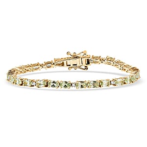 D'Joy Tsavorite Garnet and Lab Grown Diamond I1 6.20 ctw Bracelet in 18K Vermeil Yellow Gold Over Sterling Silver (6.50 In)