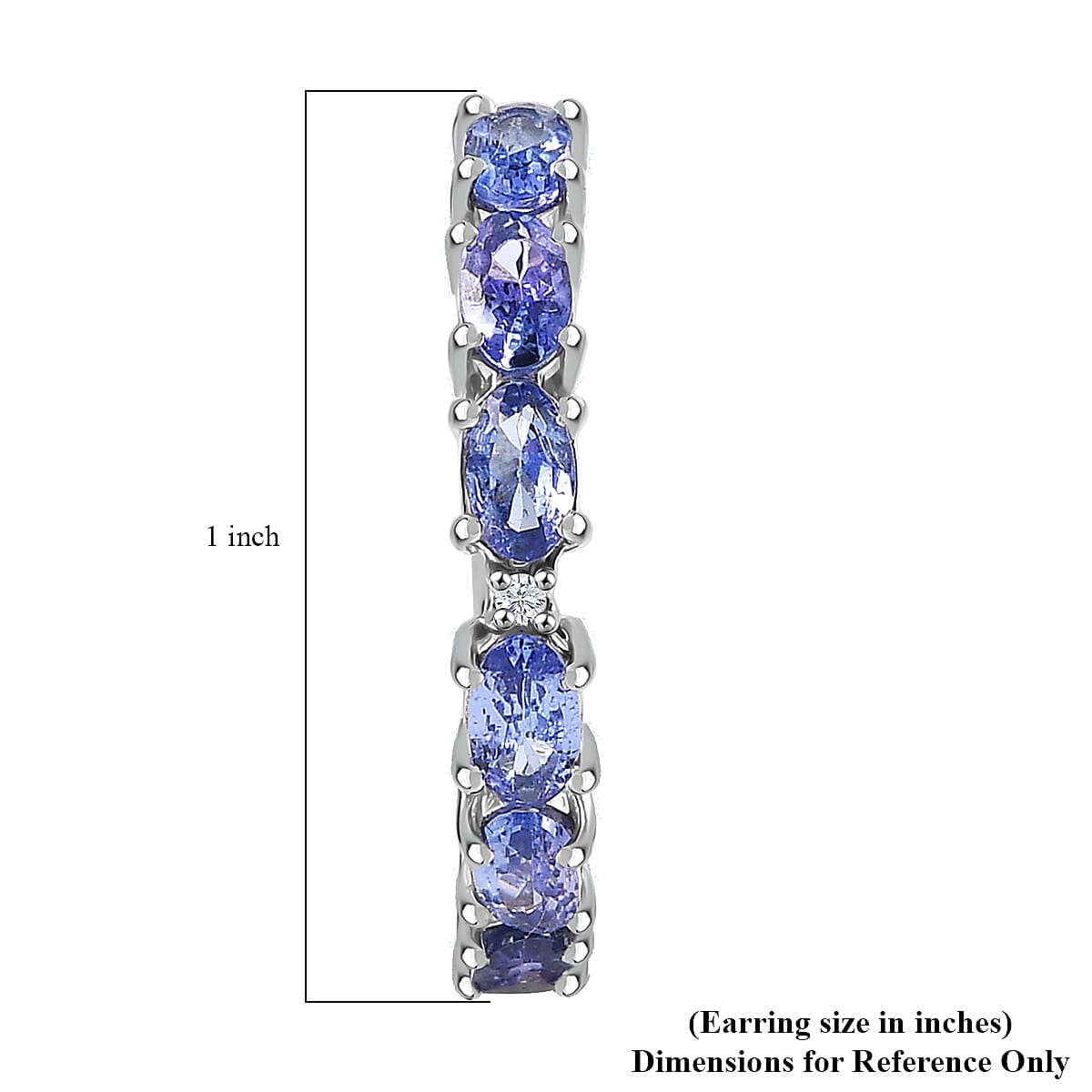 D'Joy Tanzanite and Lab Grown Diamond I1 2.80 ctw Hoop Earrings in Rhodium Over Sterling Silver image number 4
