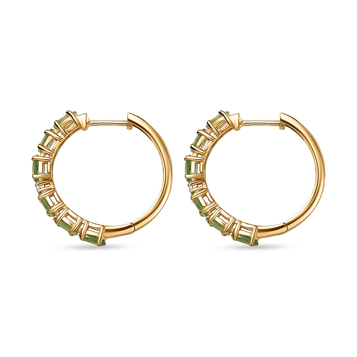 D'Joy Tsavorite Garnet and Lab Grown Diamond 2.80 ctw Hoop Earrings in 18K Vermeil Yellow Gold Over Sterling Silver image number 3