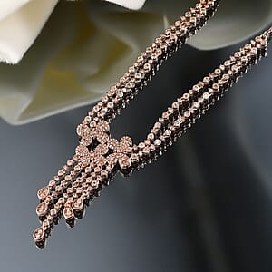 D'Joy Natural Champagne Diamond 3.00 ctw Butterfly Necklace in 18K Vermeil Rose Gold Over Sterling Silver 18 Inches
