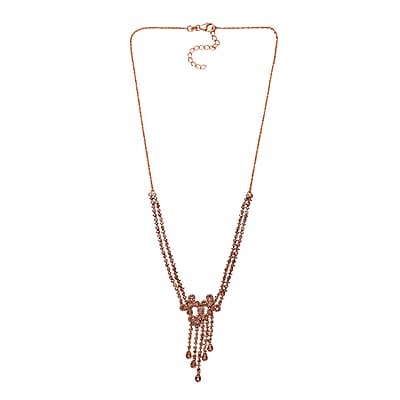 D'Joy Natural Champagne Diamond 3.00 ctw Butterfly Necklace in 18K Vermeil Rose Gold Over Sterling Silver 18 Inches