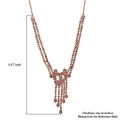 D'Joy Natural Champagne Diamond 3.00 ctw Butterfly Necklace in 18K Vermeil Rose Gold Over Sterling Silver 18 Inches