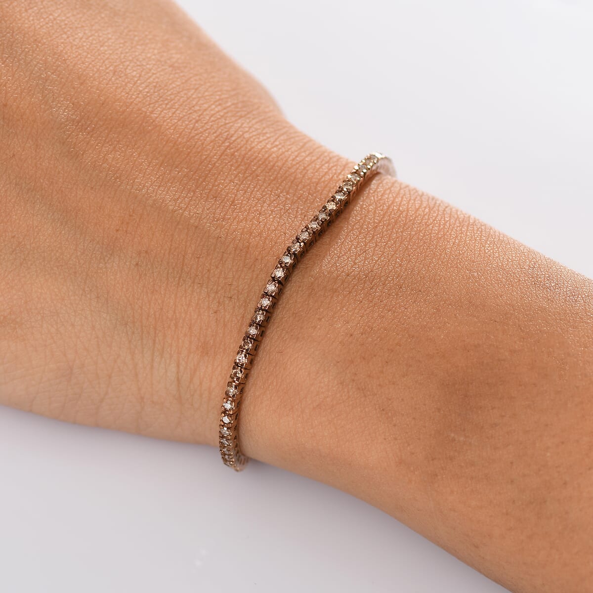 D'Joy Natural Champagne Diamond 2.00 ctw Tennis Bracelet in 18K Vermeil Rose Gold Over Sterling Silver (7.25 In) image number 2