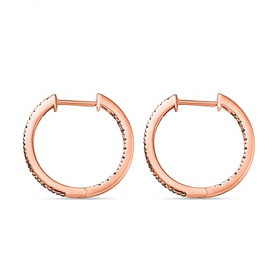 D'Joy Natural Champagne Diamond 1.00 ctw Hoop Earrings in 18K Vermeil Rose Gold Over Sterling Silver