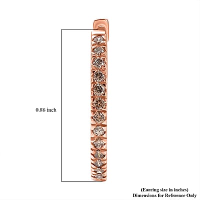 D'Joy Natural Champagne Diamond 1.00 ctw Hoop Earrings in 18K Vermeil Rose Gold Over Sterling Silver