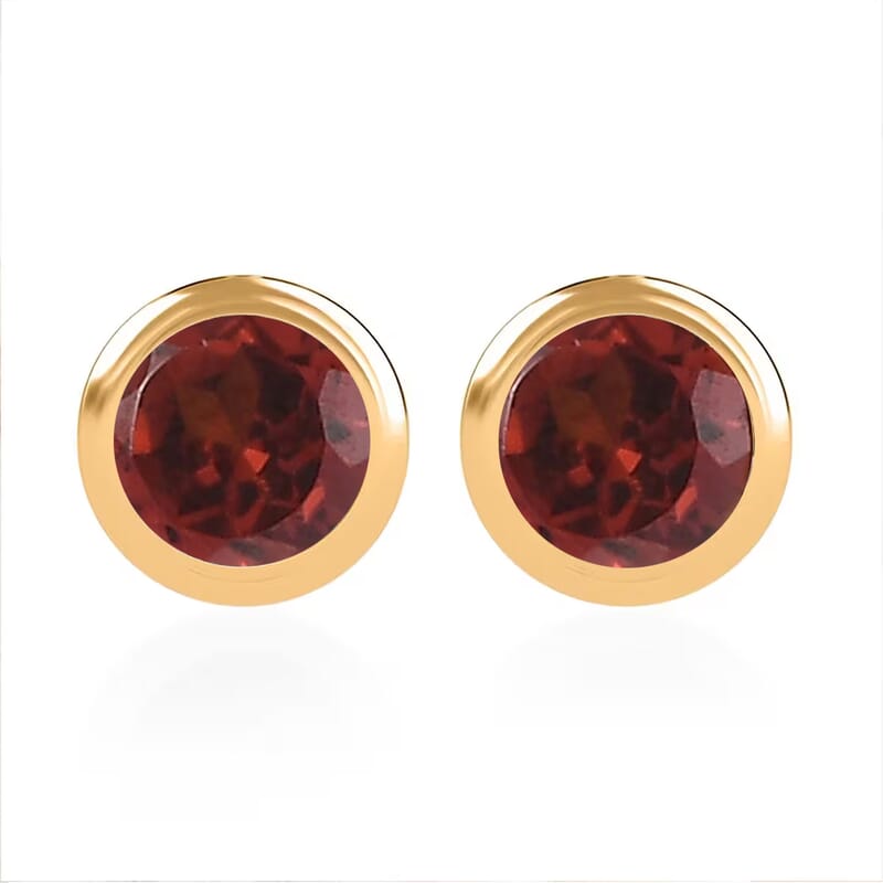 D'Joy Poke Free Mozambique Garnet 0.70 ctw Stud Earrings in 18K Vermeil Yellow Gold Over Sterling Silver