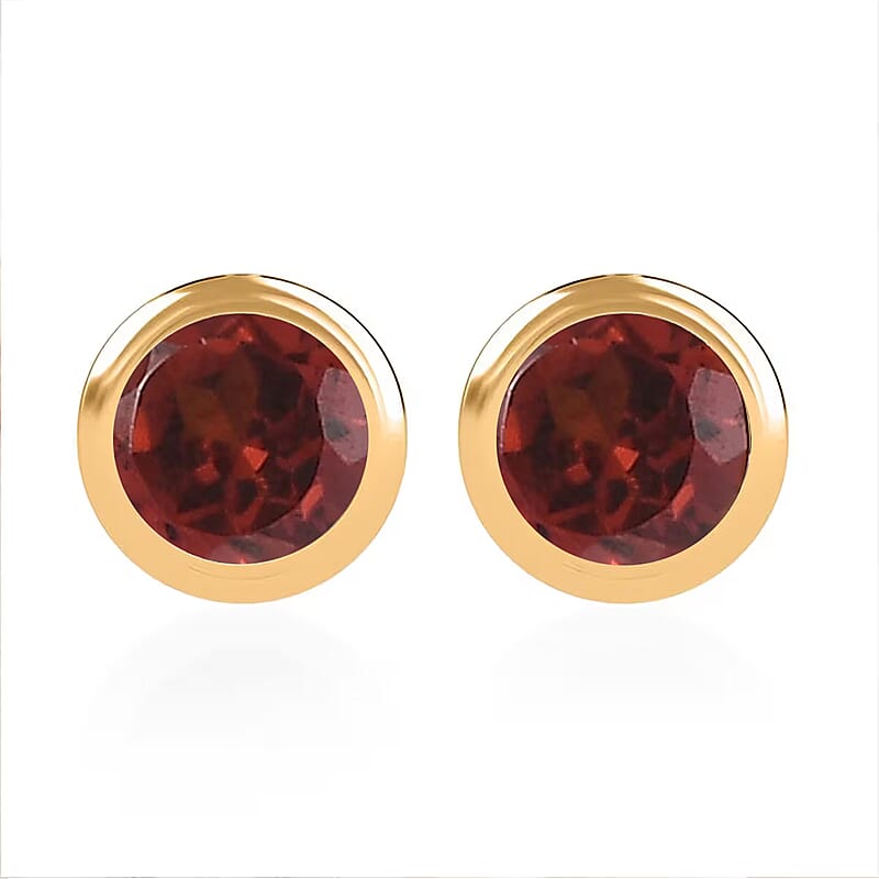 D'Joy Poke Free Mozambique Garnet 0.70 ctw Stud Earrings in 18K Vermeil Yellow Gold Over Sterling Silver