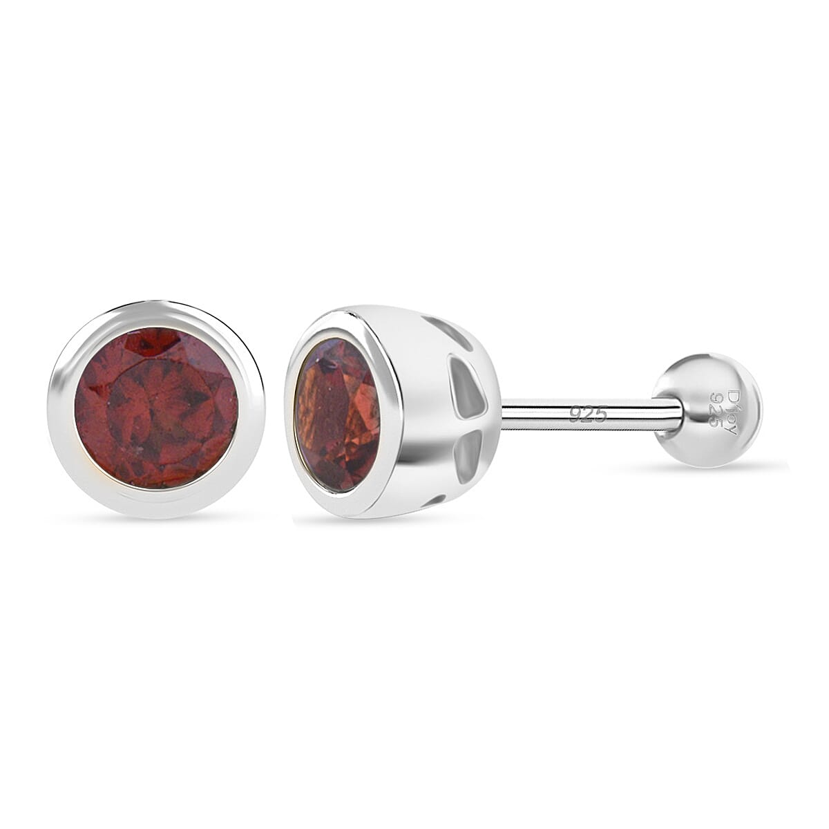 D'Joy Poke Free Mozambique Garnet 0.65 ctw Stud Earrings in Rhodium Over Sterling Silver image number 0