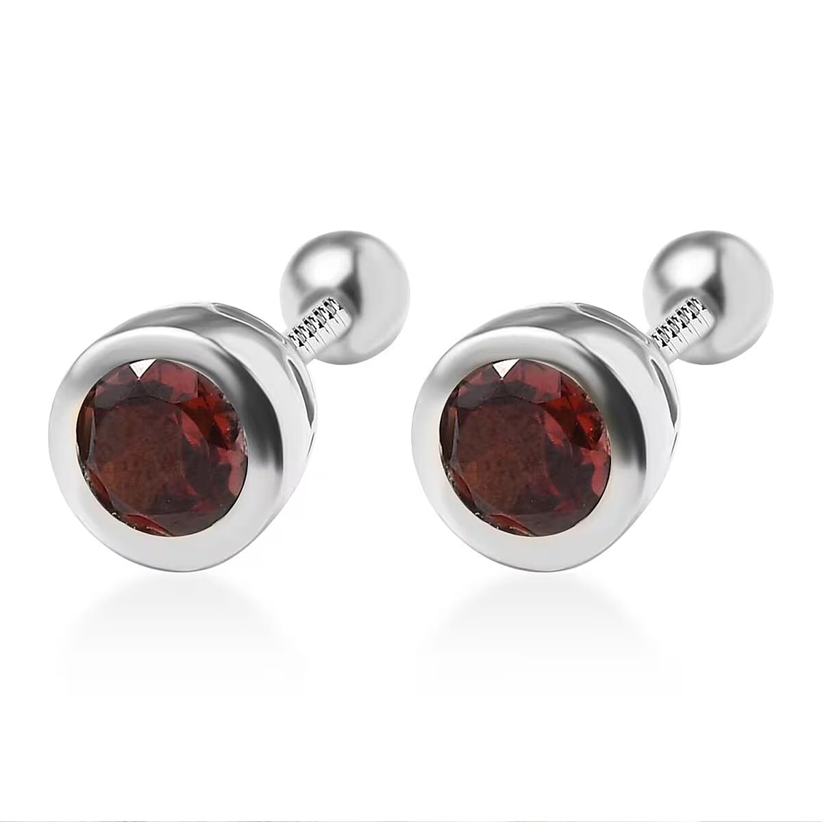 D'Joy Poke Free Mozambique Garnet 0.65 ctw Stud Earrings in Rhodium Over Sterling Silver image number 8