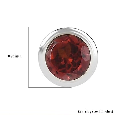 D'Joy Poke Free Mozambique Garnet 0.70 ctw Stud Earrings in Rhodium Over Sterling Silver