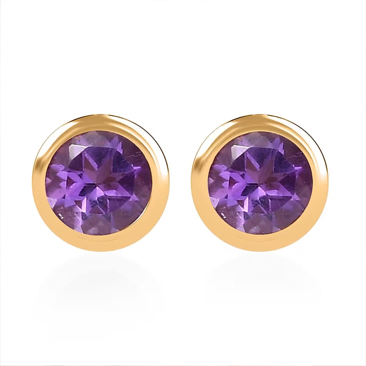 D'Joy Poke Free African Amethyst 0.50 ctw Stud Earrings in 18K Vermeil Yellow Gold Over Sterling Silver image number 0