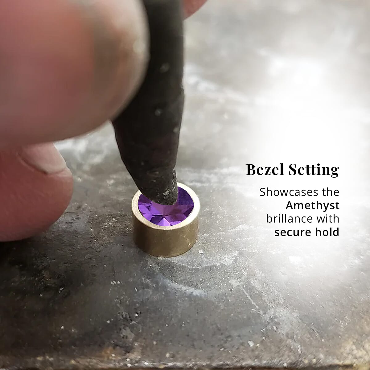 D'Joy Poke Free African Amethyst 0.50 ctw Stud Earrings in 18K Vermeil Yellow Gold Over Sterling Silver image number 5