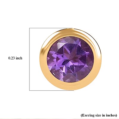 D'Joy Poke Free African Amethyst 0.50 ctw Stud Earrings in 18K Vermeil Yellow Gold Over Sterling Silver