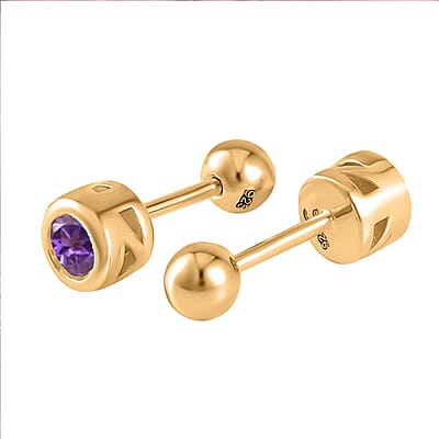 D'Joy Poke Free African Amethyst 0.50 ctw Stud Earrings in 18K Vermeil Yellow Gold Over Sterling Silver