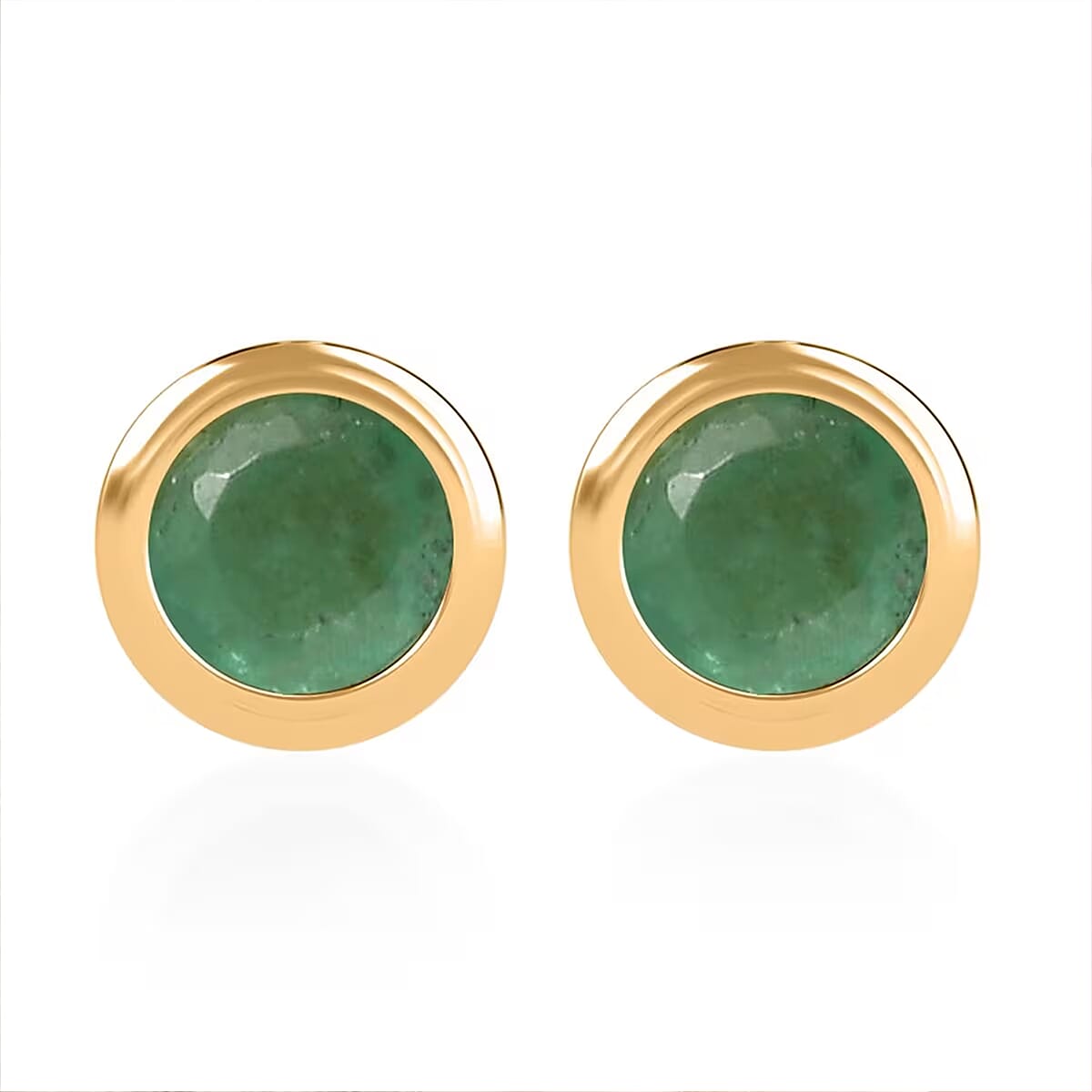 D'Joy Poke Free Kagem Zambian Emerald 0.50 ctw Stud Earrings in 18K Vermeil Yellow Gold Over Sterling Silver image number 0
