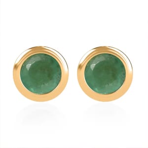 D'Joy Kagem Zambian Emerald 0.50 ctw Stud Earrings in 18K Vermeil Yellow Gold Over Sterling Silver