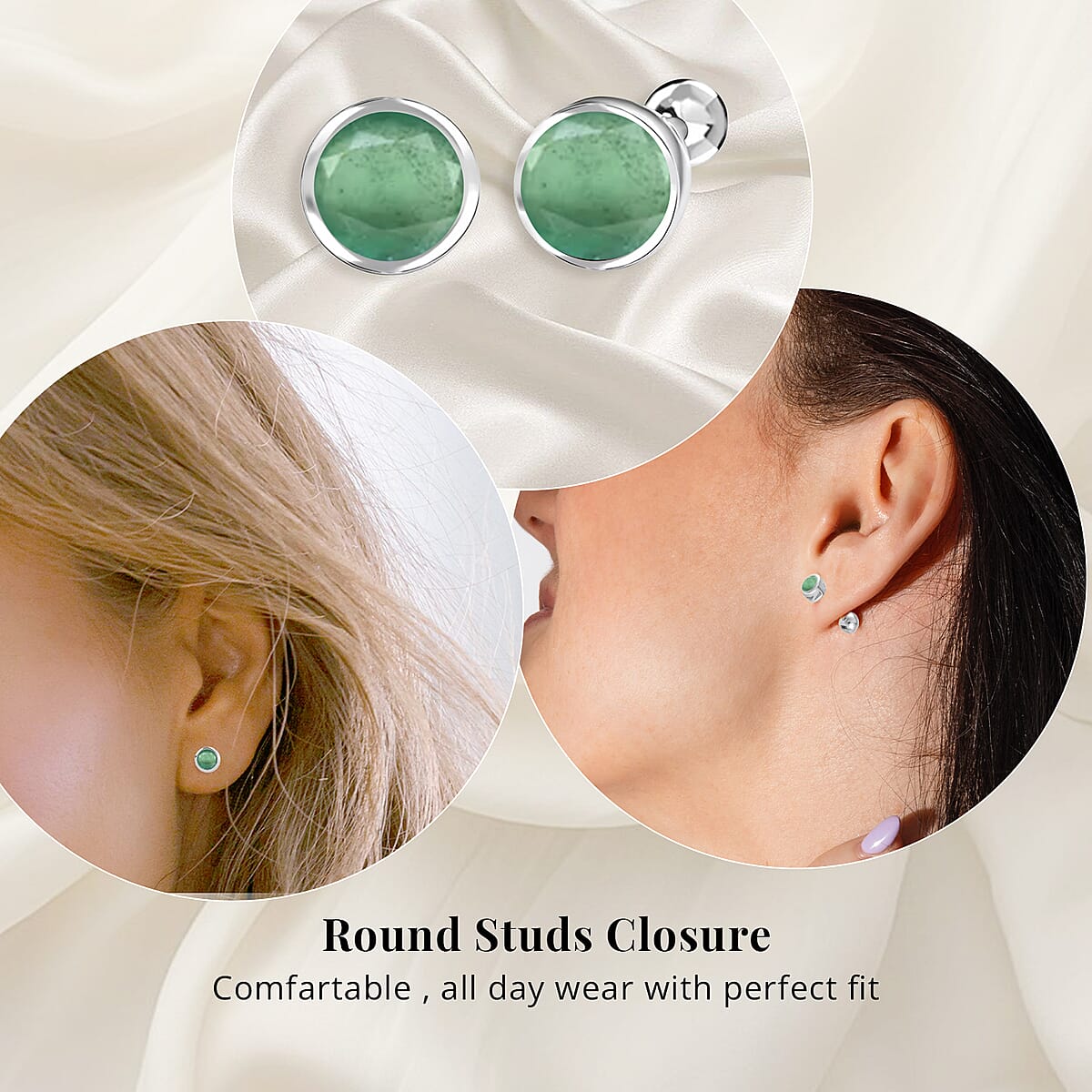 D'Joy Poke Free Kagem Zambian Emerald 0.50 ctw Stud Earrings in Rhodium Over Sterling Silver image number 1