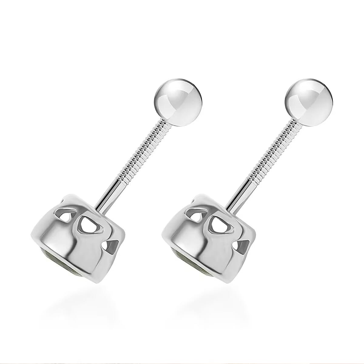 D'Joy Poke Free Kagem Zambian Emerald 0.50 ctw Stud Earrings in Rhodium Over Sterling Silver image number 9