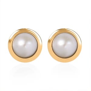 D'Joy Freshwater Pearl Stud Earrings in 18K Vermeil Yellow Gold Over Sterling Silver
