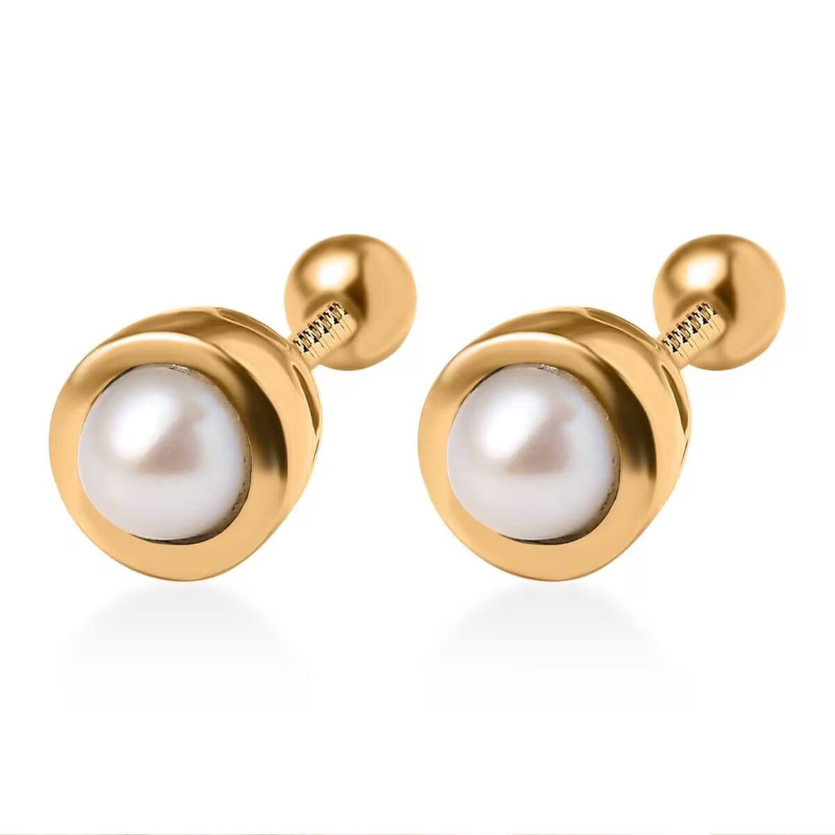 D'Joy Freshwater Pearl Stud Earrings in 18K Vermeil Yellow Gold Over Sterling Silver image number 8