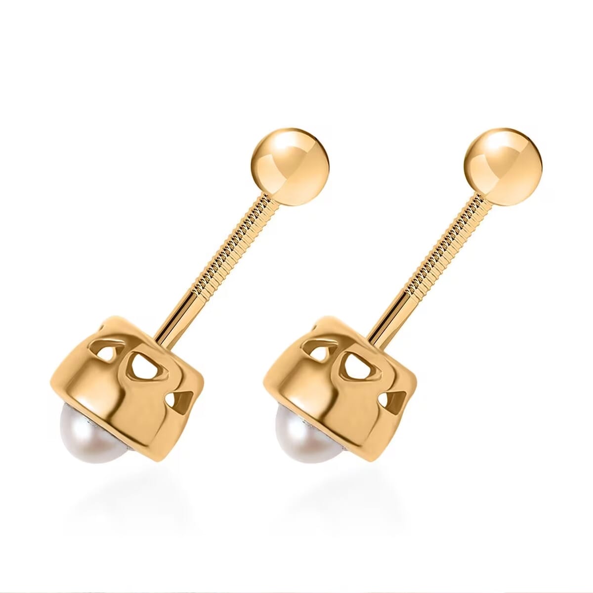 D'Joy Freshwater Pearl Stud Earrings in 18K Vermeil Yellow Gold Over Sterling Silver image number 9