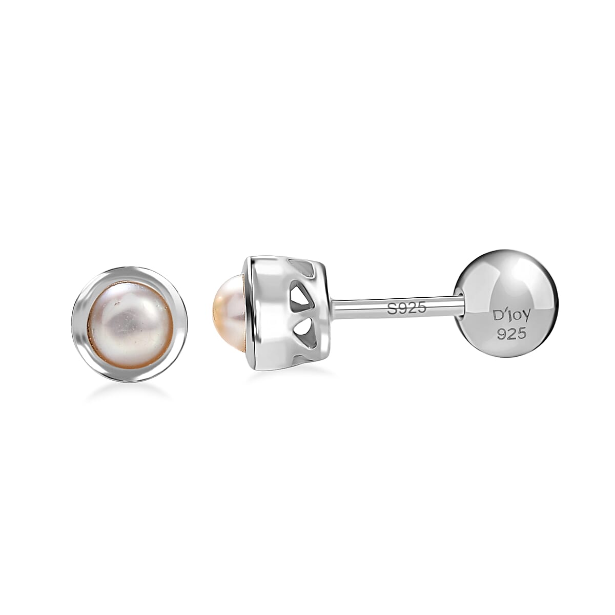 D'Joy Poke Free Freshwater Pearl Stud Earrings in Rhodium Over Sterling Silver image number 0