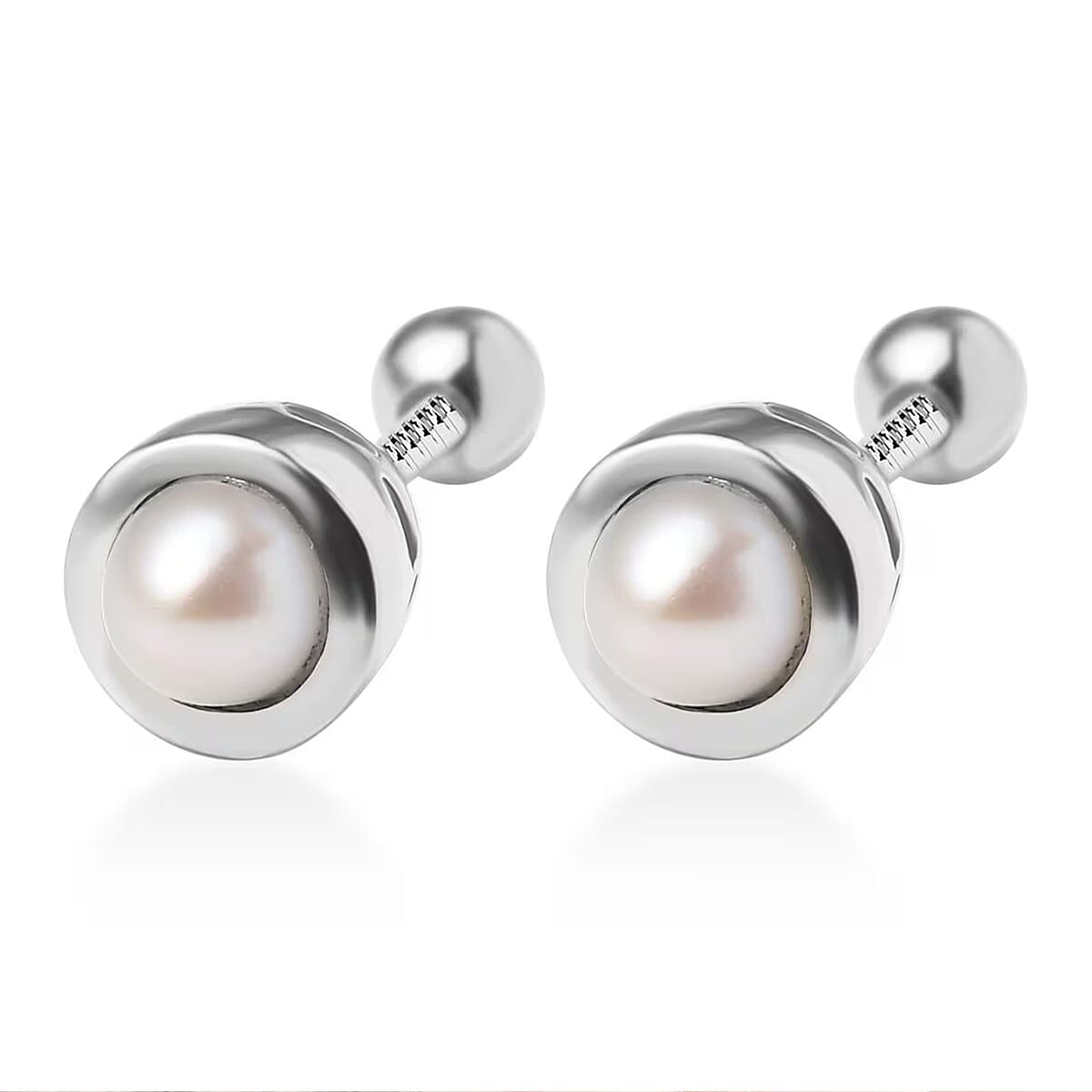D'Joy Poke Free Freshwater Pearl Stud Earrings in Rhodium Over Sterling Silver image number 8