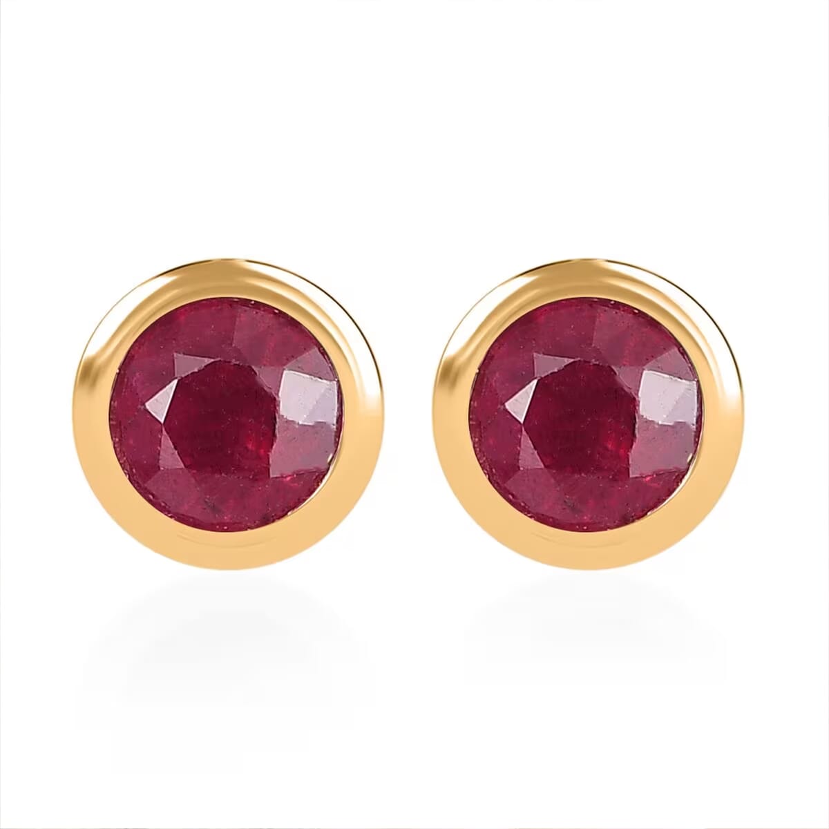 D'Joy Poke Free Niassa Ruby (FF) 0.85 ctw Stud Earrings in 18K Vermeil Yellow Gold Over Sterling Silver image number 0