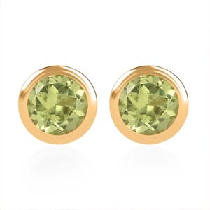 D'Joy Peridot 0.60 ctw Stud Earrings in 18K Vermeil Yellow Gold Over Sterling Silver