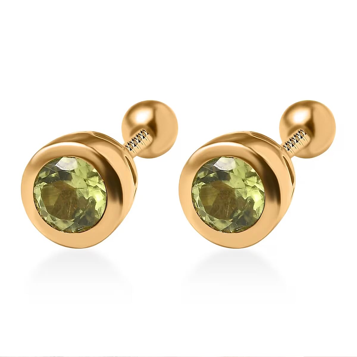 D'Joy Poke Free Peridot 0.60 ctw Stud Earrings in 18K Vermeil Yellow Gold Over Sterling Silver image number 8