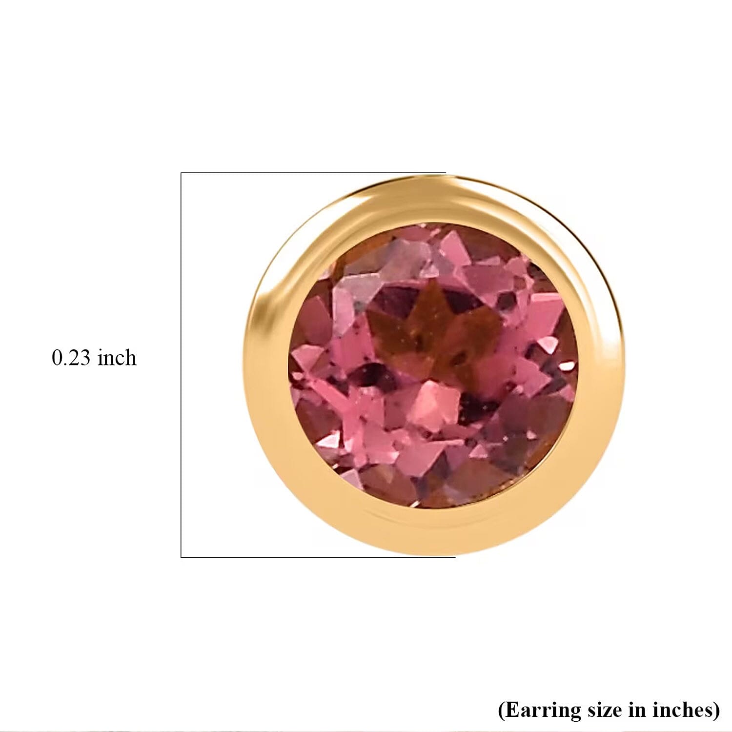 D'Joy Poke Free Morro Redondo Pink Tourmaline 0.50 ctw Stud Earrings in 18K Vermeil Yellow Gold Over Sterling Silver