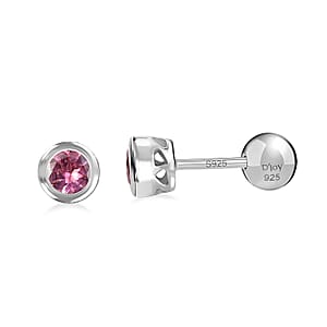 D'Joy Poke Free Morro Redondo Pink Tourmaline 0.50 ctw Stud Earrings in Rhodium Over Sterling Silver