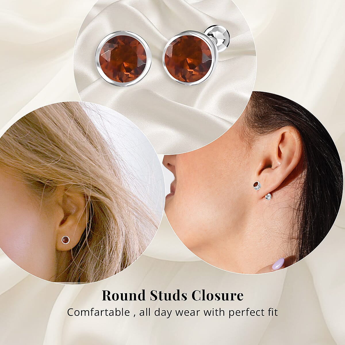 D'Joy Poke Free Santa Ana Madeira Citrine 0.50 ctw Stud Earrings in Rhodium Over Sterling Silver image number 1