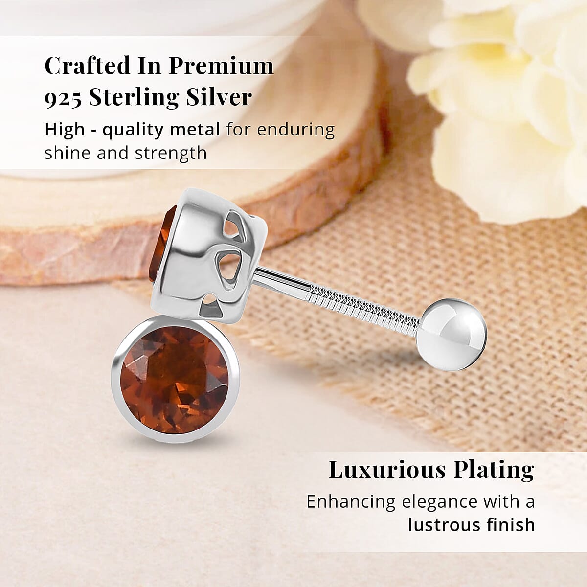 D'Joy Poke Free Santa Ana Madeira Citrine 0.50 ctw Stud Earrings in Rhodium Over Sterling Silver image number 2