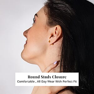 D'Joy Poke Free Tanzanite 0.50 ctw Stud Earrings in 18K Vermeil Yellow Gold Over Sterling Silver (Del. in 10-12 Days)