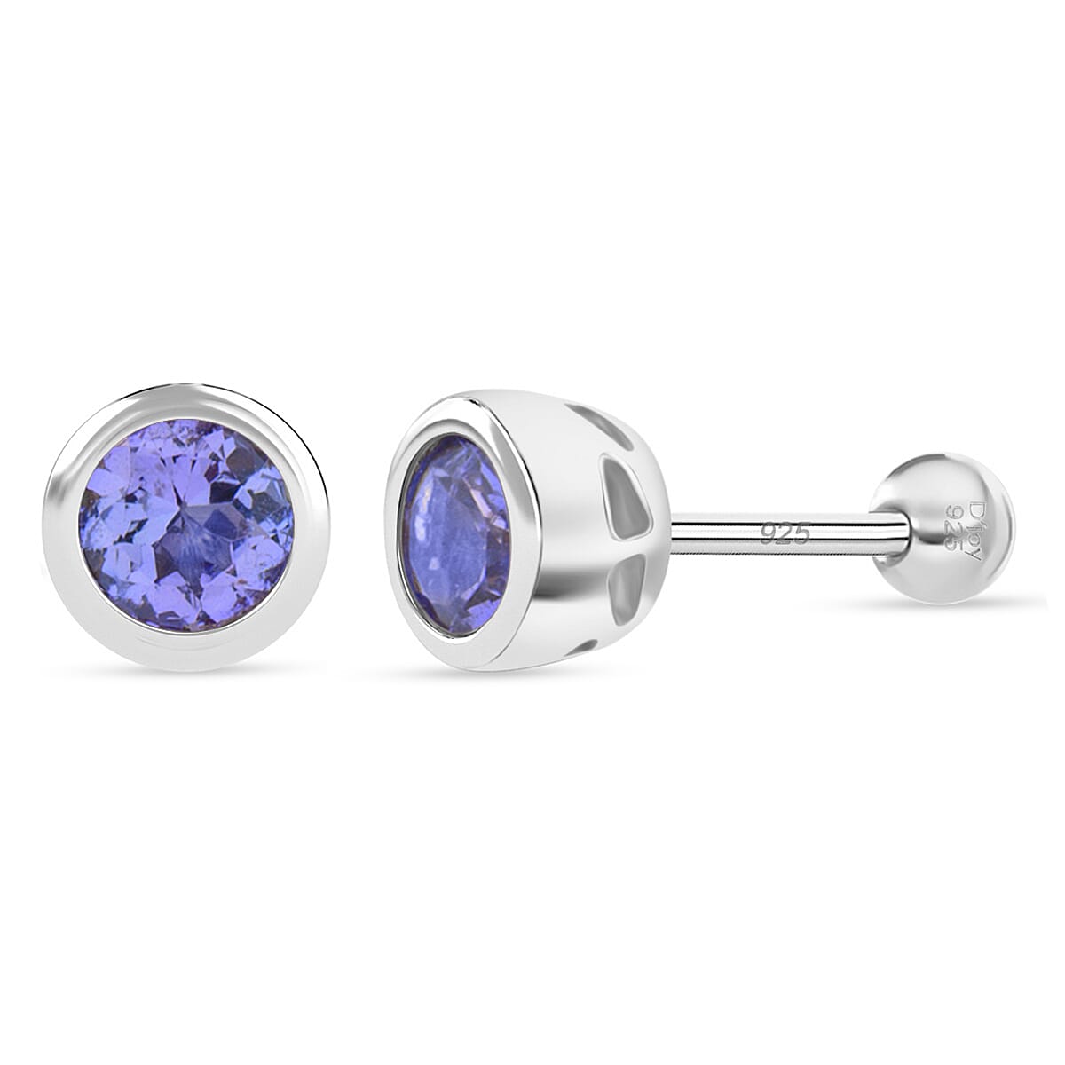 D'Joy Poke Free Tanzanite 0.50 ctw Stud Earrings in Rhodium Over Sterling Silver image number 0