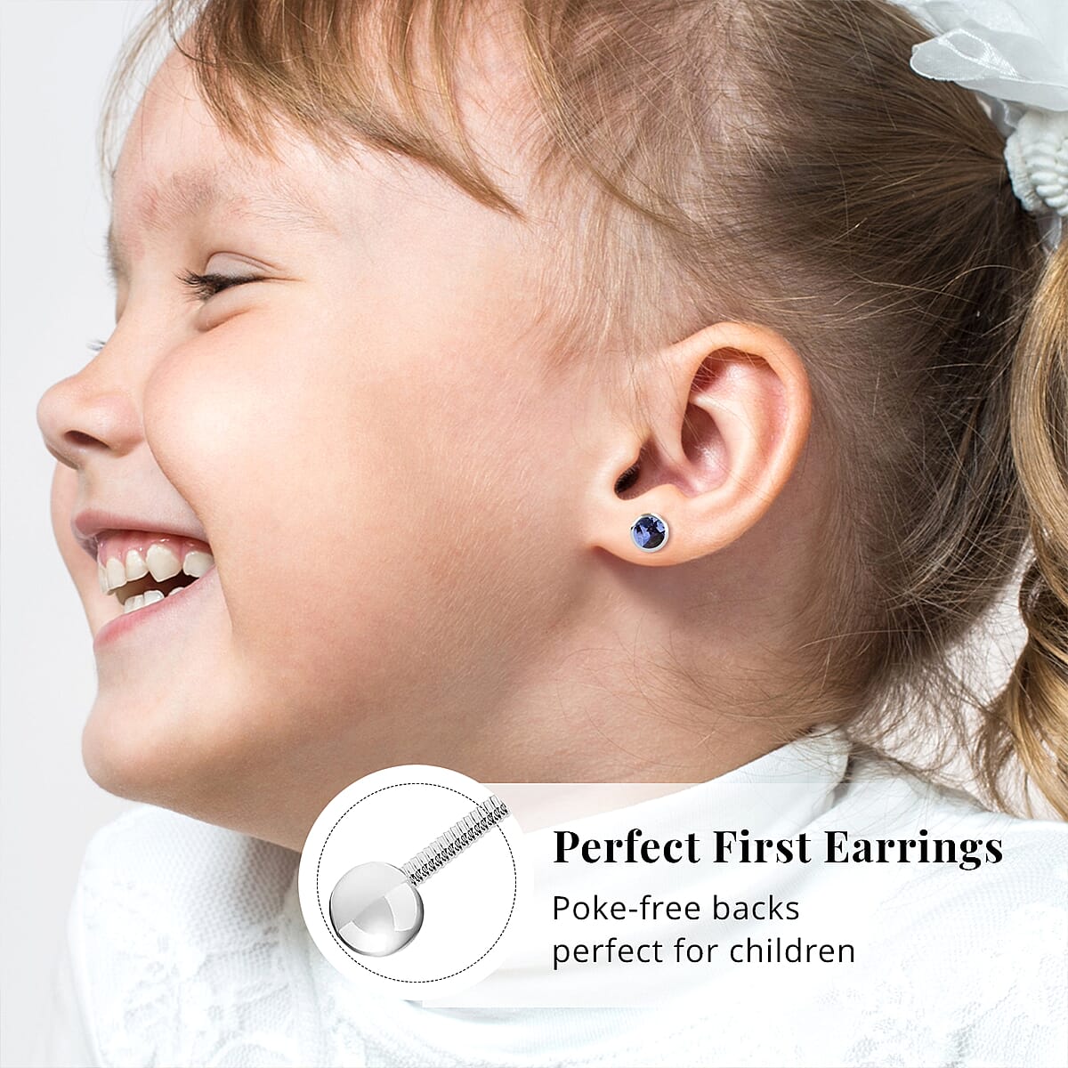 D'Joy Poke Free Tanzanite 0.50 ctw Stud Earrings in Rhodium Over Sterling Silver image number 4