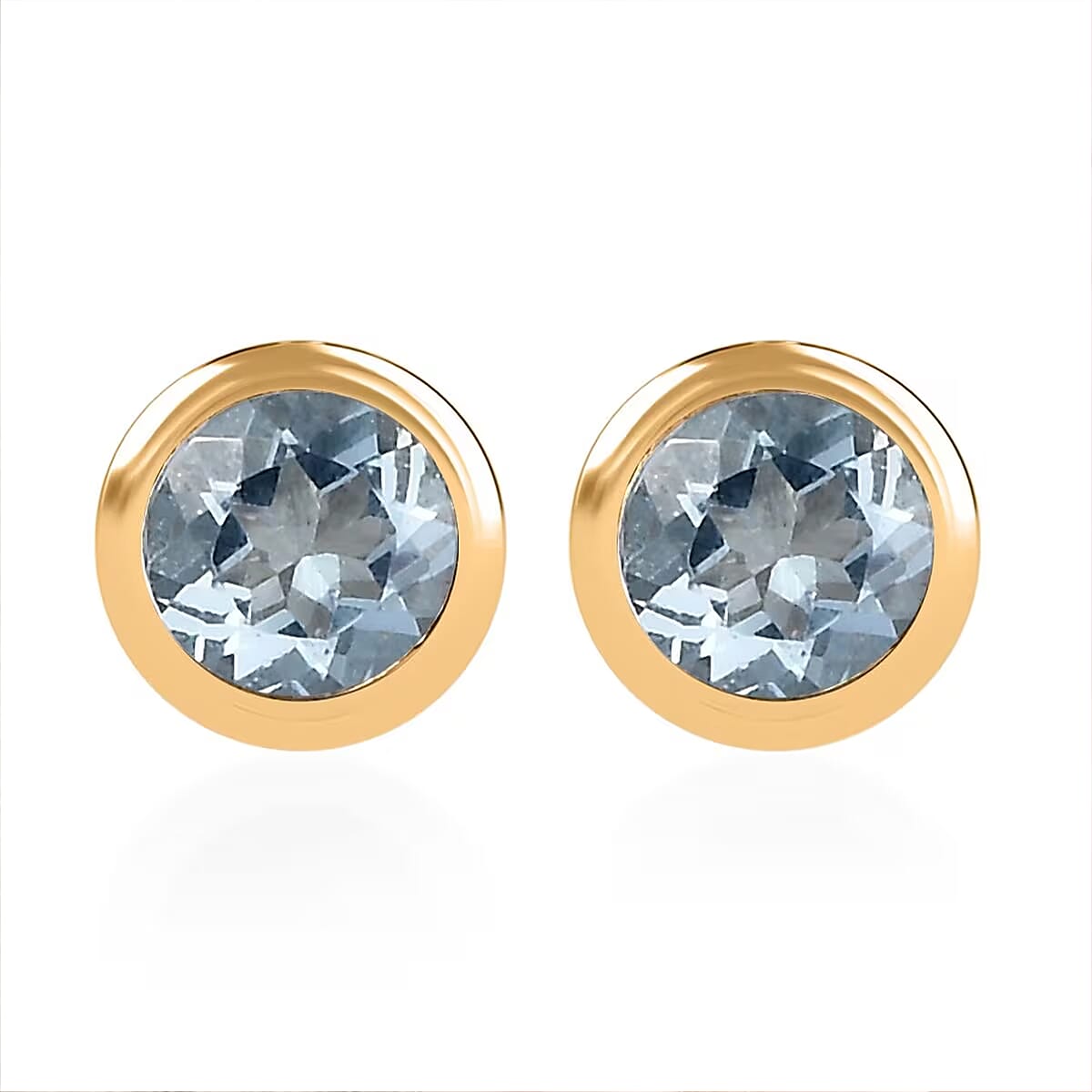 D'Joy Poke Free Aquamarine 0.50 ctw Stud Earrings in 18K Vermeil Yellow Gold Over Sterling Silver image number 0