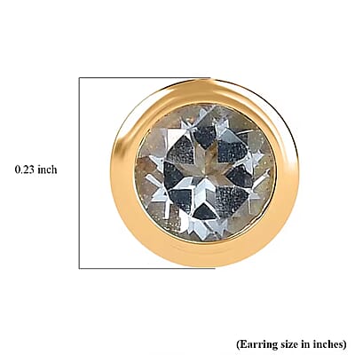 D'Joy Poke Free Aquamarine 0.50 ctw Stud Earrings in 18K Vermeil Yellow Gold Over Sterling Silver