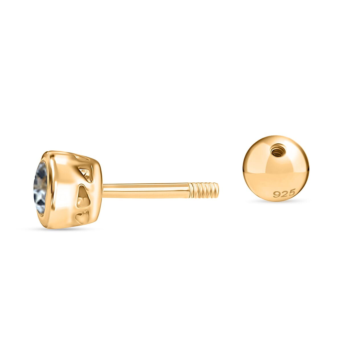 D'Joy Poke Free Aquamarine 0.50 ctw Stud Earrings in 18K Vermeil Yellow Gold Over Sterling Silver image number 9