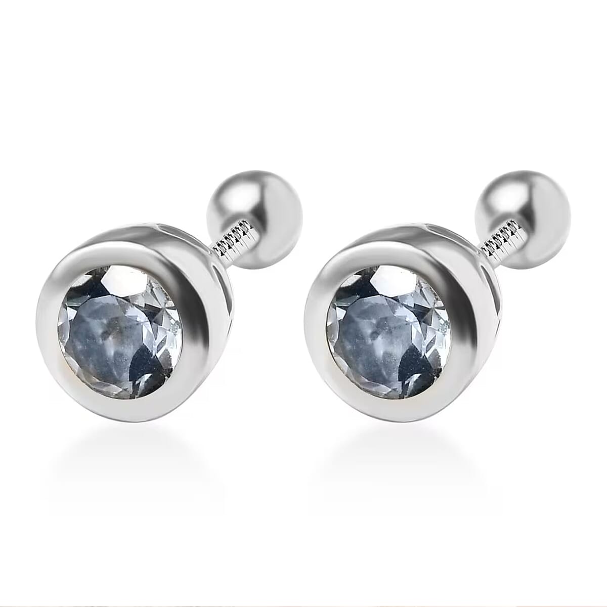 D'Joy Poke Free Aquamarine 0.50 ctw Stud Earrings in Rhodium Over Sterling Silver image number 8